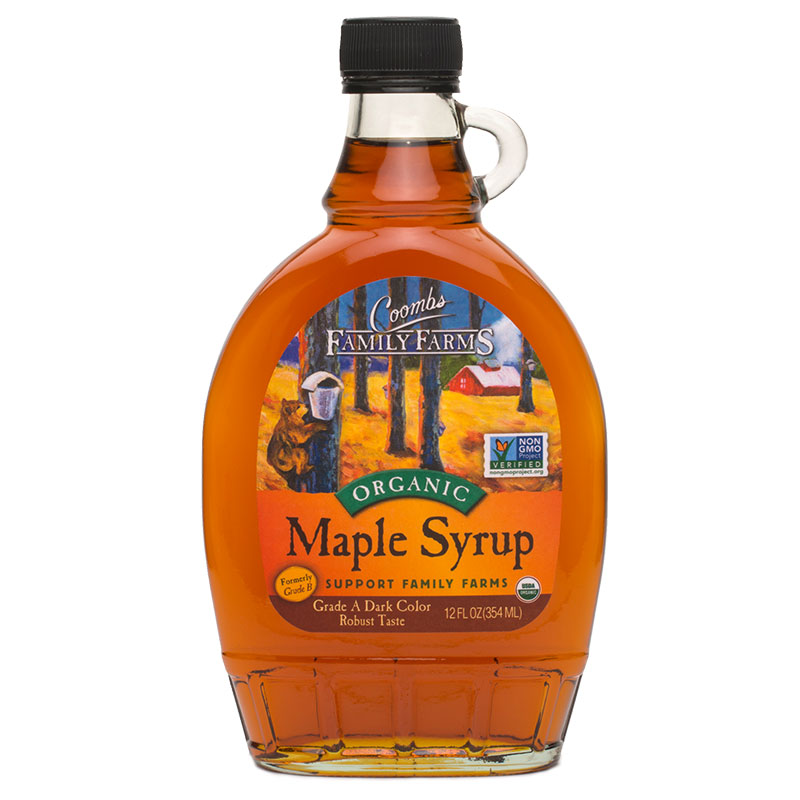 12 oz Glass, Organic Grade A Dark Robust Maple Syrup