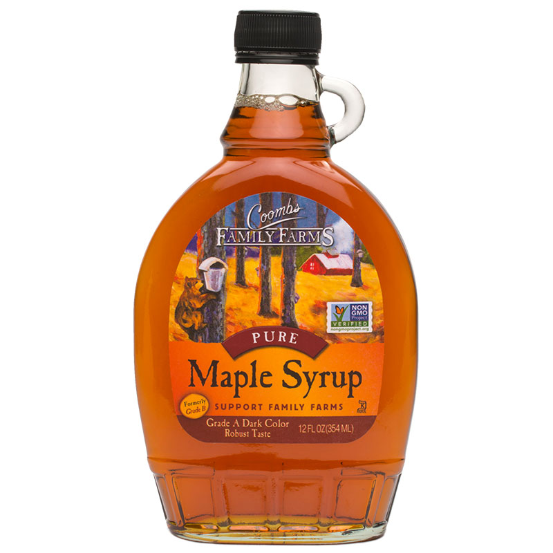 12 oz Glass, Grade A Dark Robust Maple Syrup