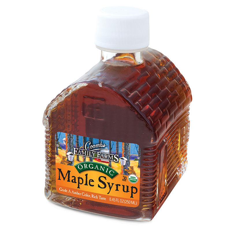 8.45 oz Glass Cabin, Organic Grade A Amber Rich Maple Syrup