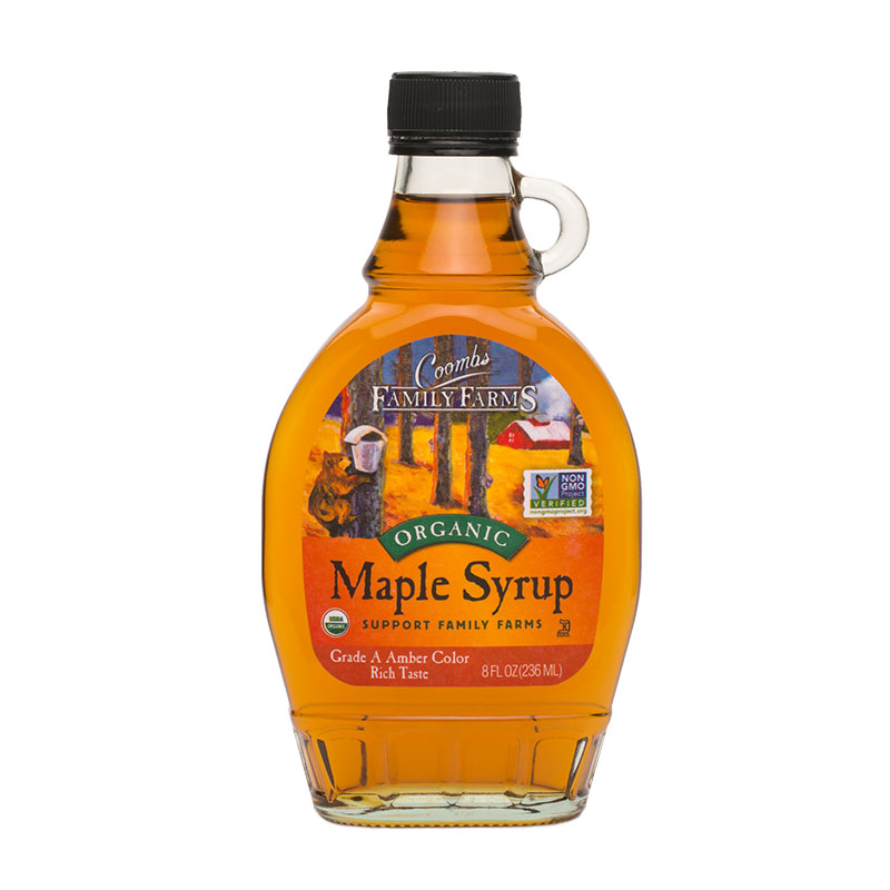 8 oz Glass, Organic Grade A Amber Rich Maple Syrup