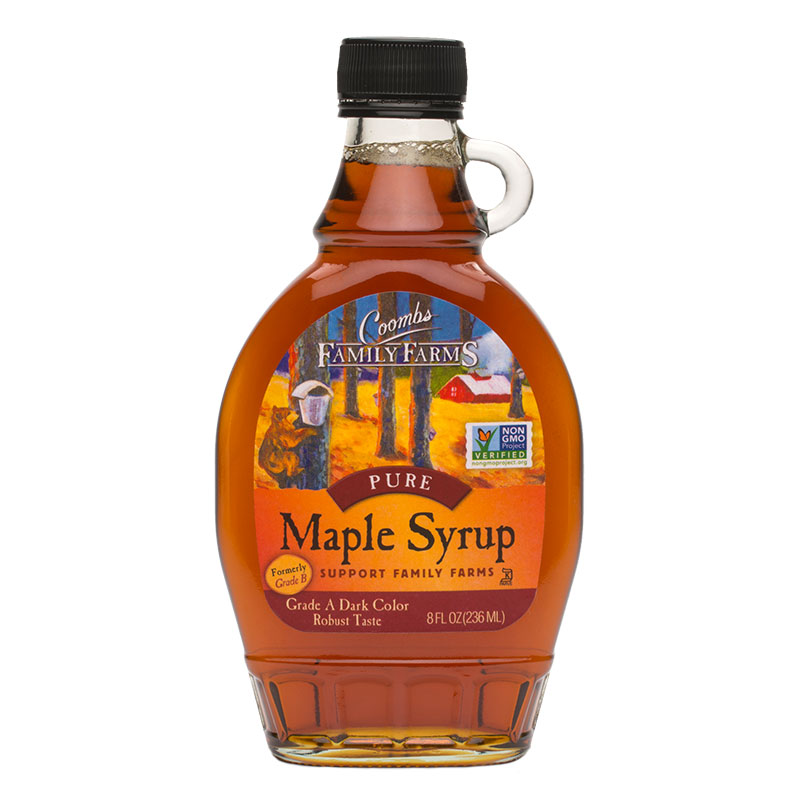 8 oz Glass, Grade A Dark Robust Maple Syrup